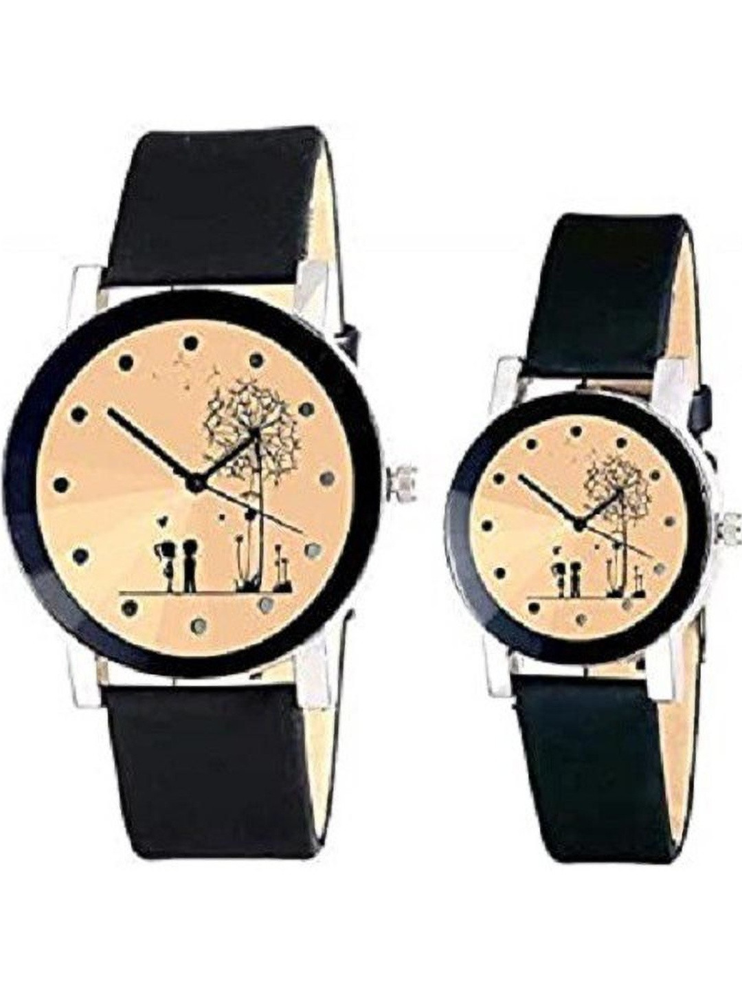 WATCHSTAR Unisex Set of 2 Round Dial & Analogue Watch CREAM CPL