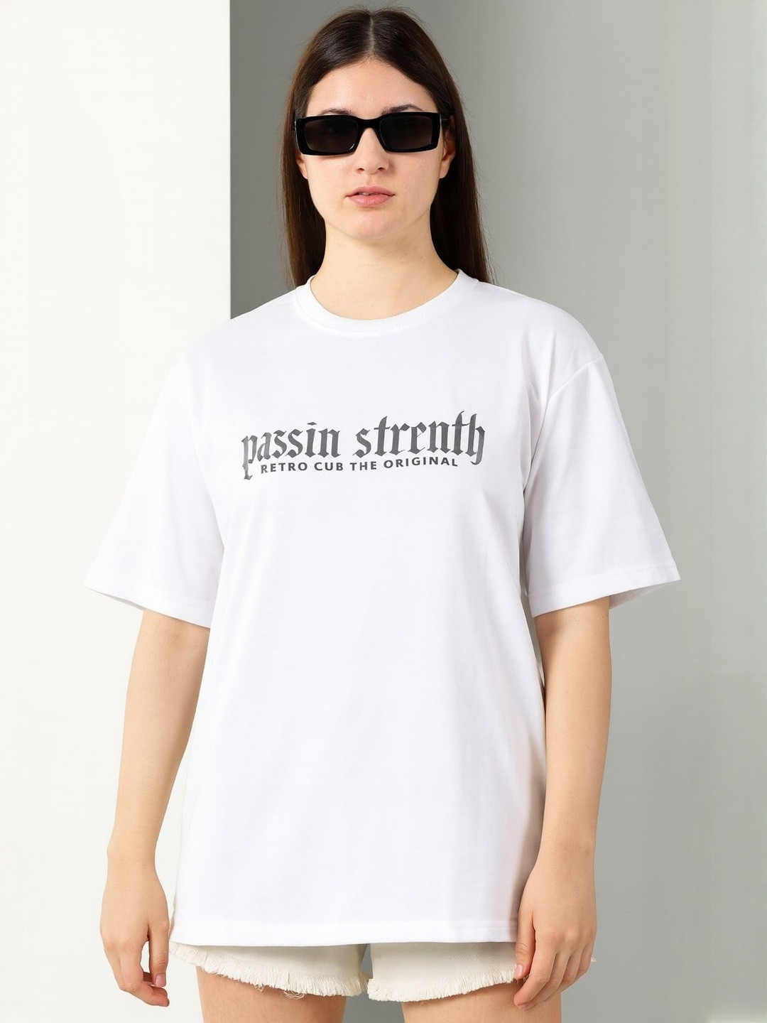 Own The Look Typography Printed Pure Cotton Oversized T-shirt