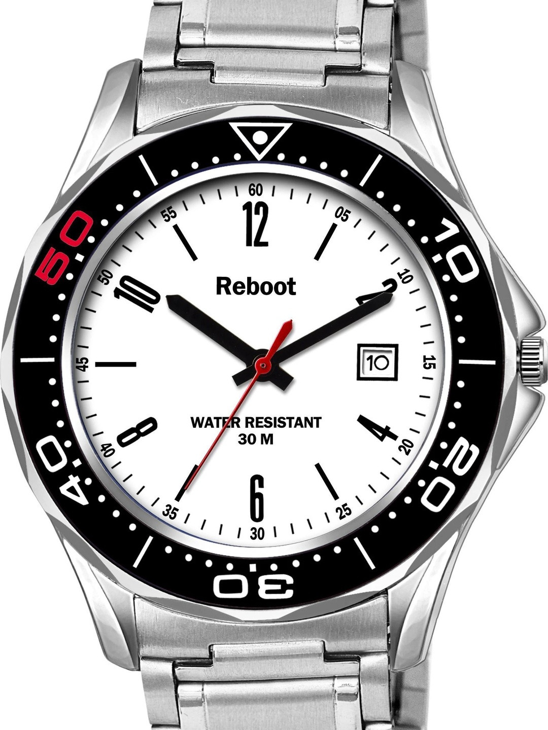 REBOOT Men Dial & Bracelet Style Straps Analogue Watch R1630 White Dial