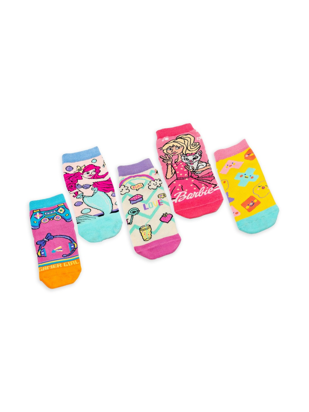 NEONERA Girls Pack Of 5 Pattered Cotton Ankle Length Socks