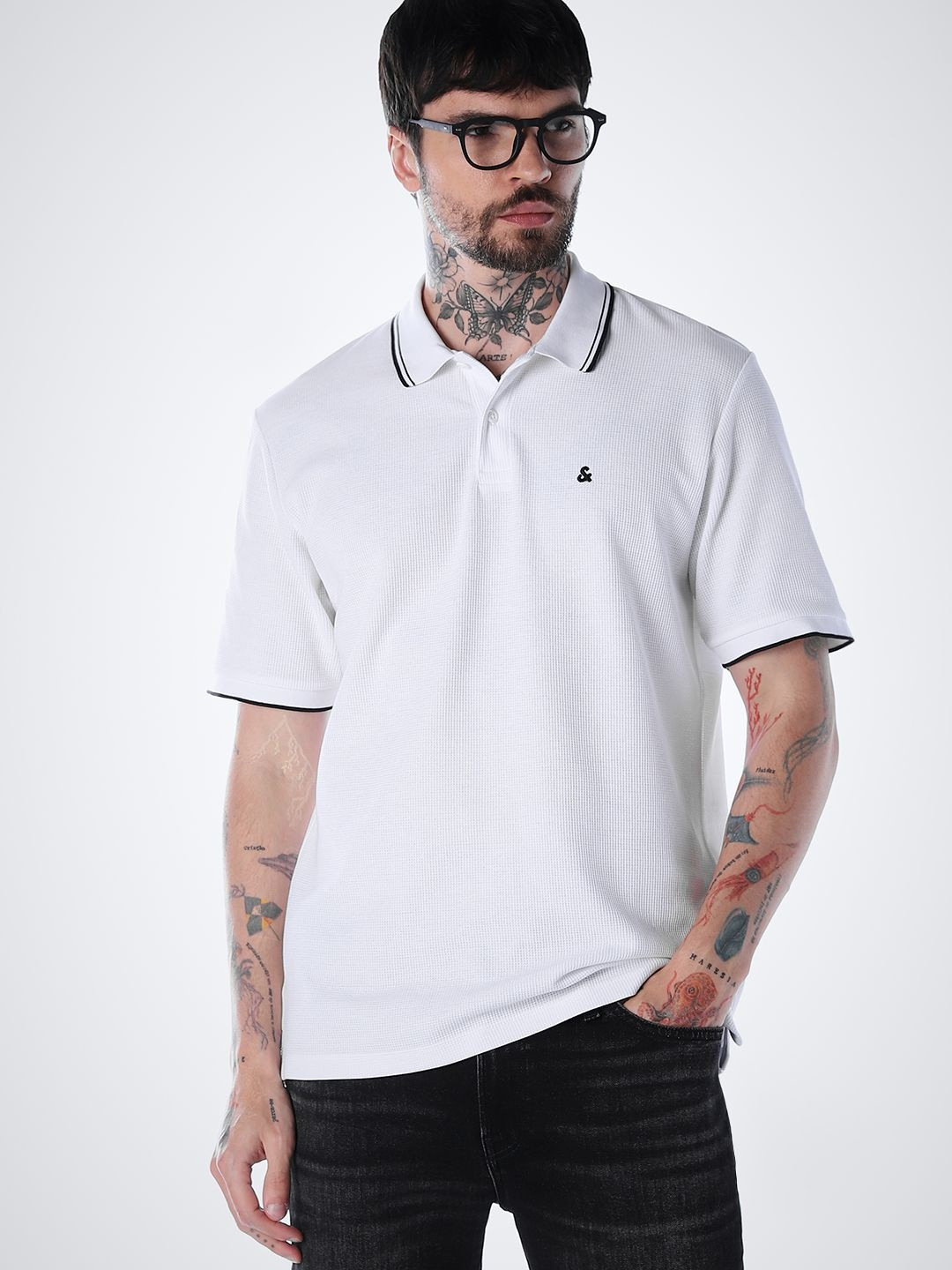 Jack & Jones Self Design Polo Collar T-shirt