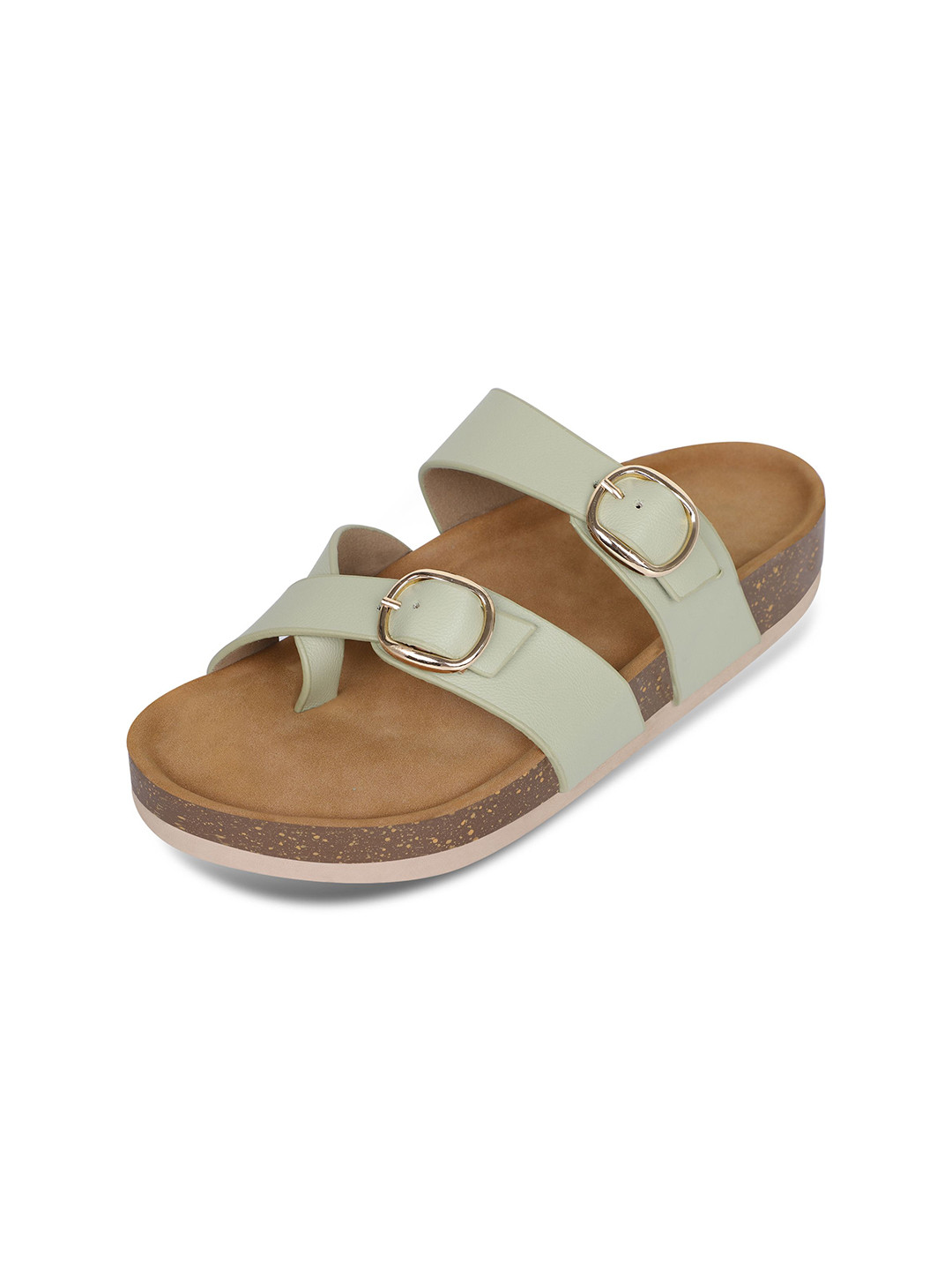 RAHEGAS Women Double Strap One Toe Flats