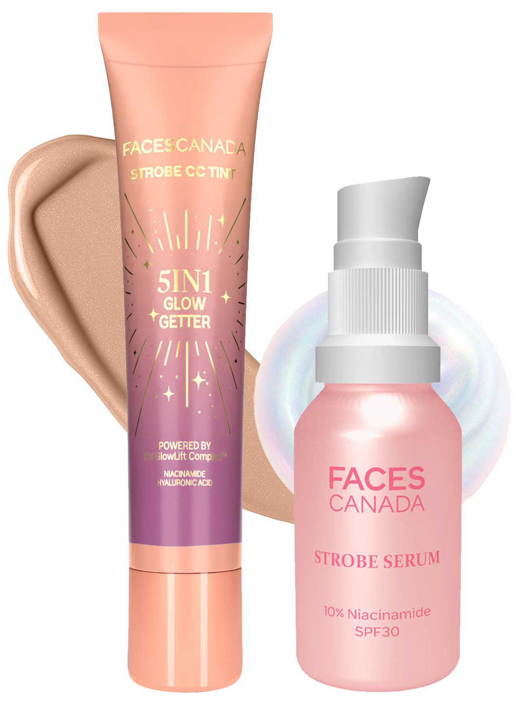 FACES CANADA Set Of 2 Strobe Serum- 15ml & CC Tint - 18ml -Sunset Glaze
