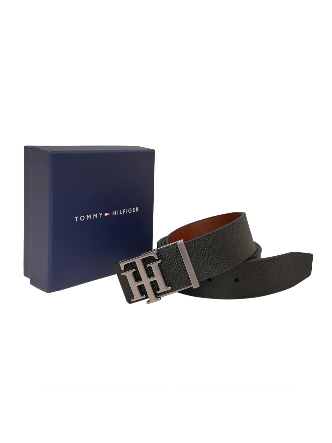 Tommy Hilfiger Men Textured Leather Reversible Formal Belt - 80Cm