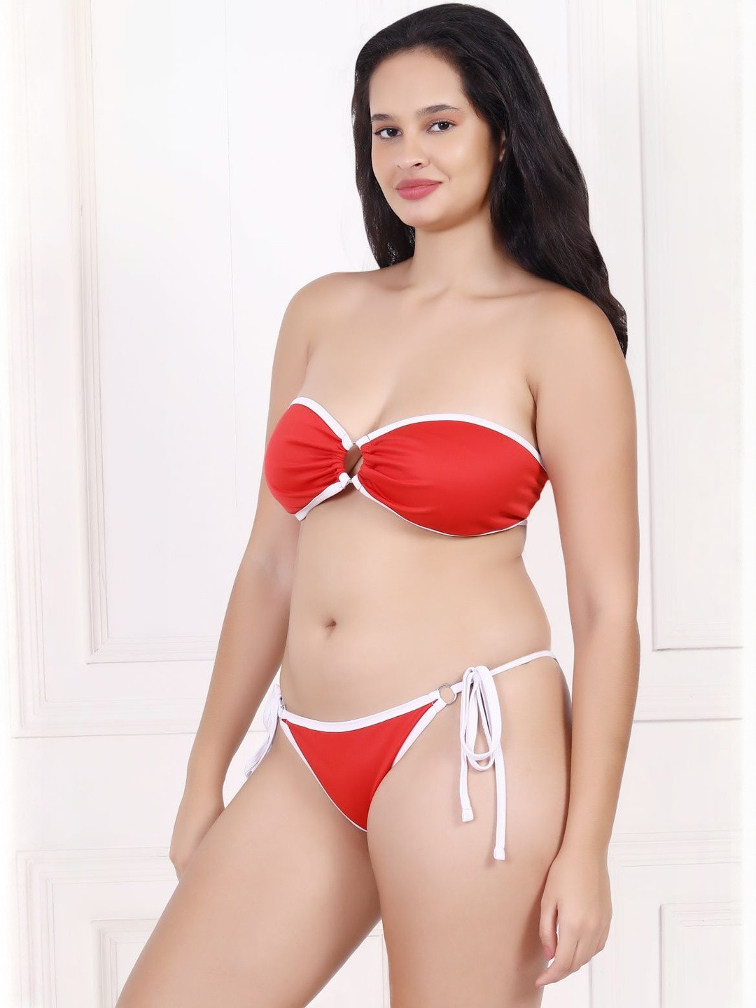 INDIZIO Women Strapless Tie-Ups Swim Bikini Set