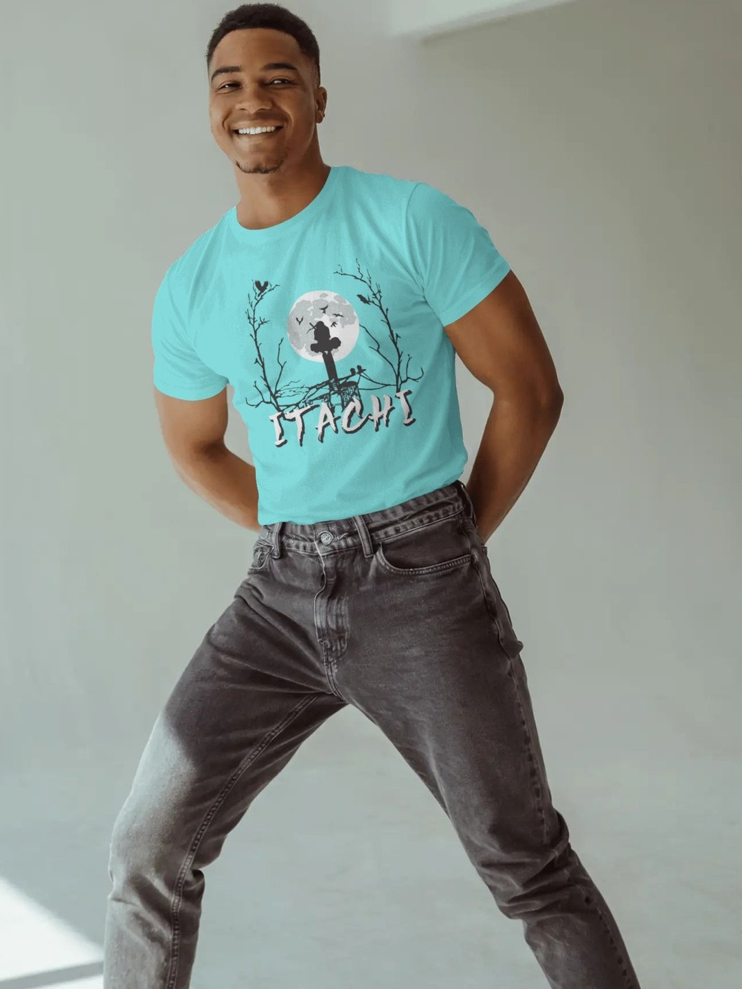 Silver Moon Clothing Men Naruto Graphic Printed Round Neck Pure Cotton T-shirt