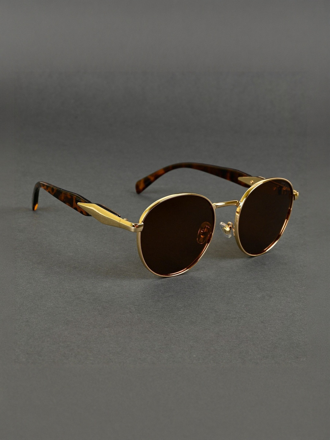 Irayz Unisex Polarised and UV Protected Lens Round Sunglasses 5603-Gold Brown