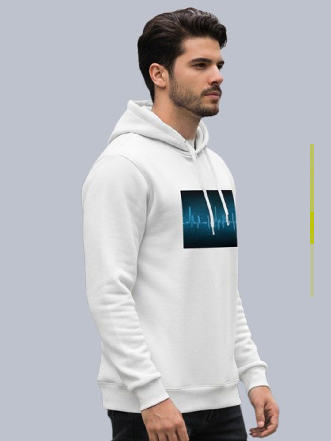 VILLAIN Unisex Heartbeat Graphic Printed Hooded Pullover Sweatshirt