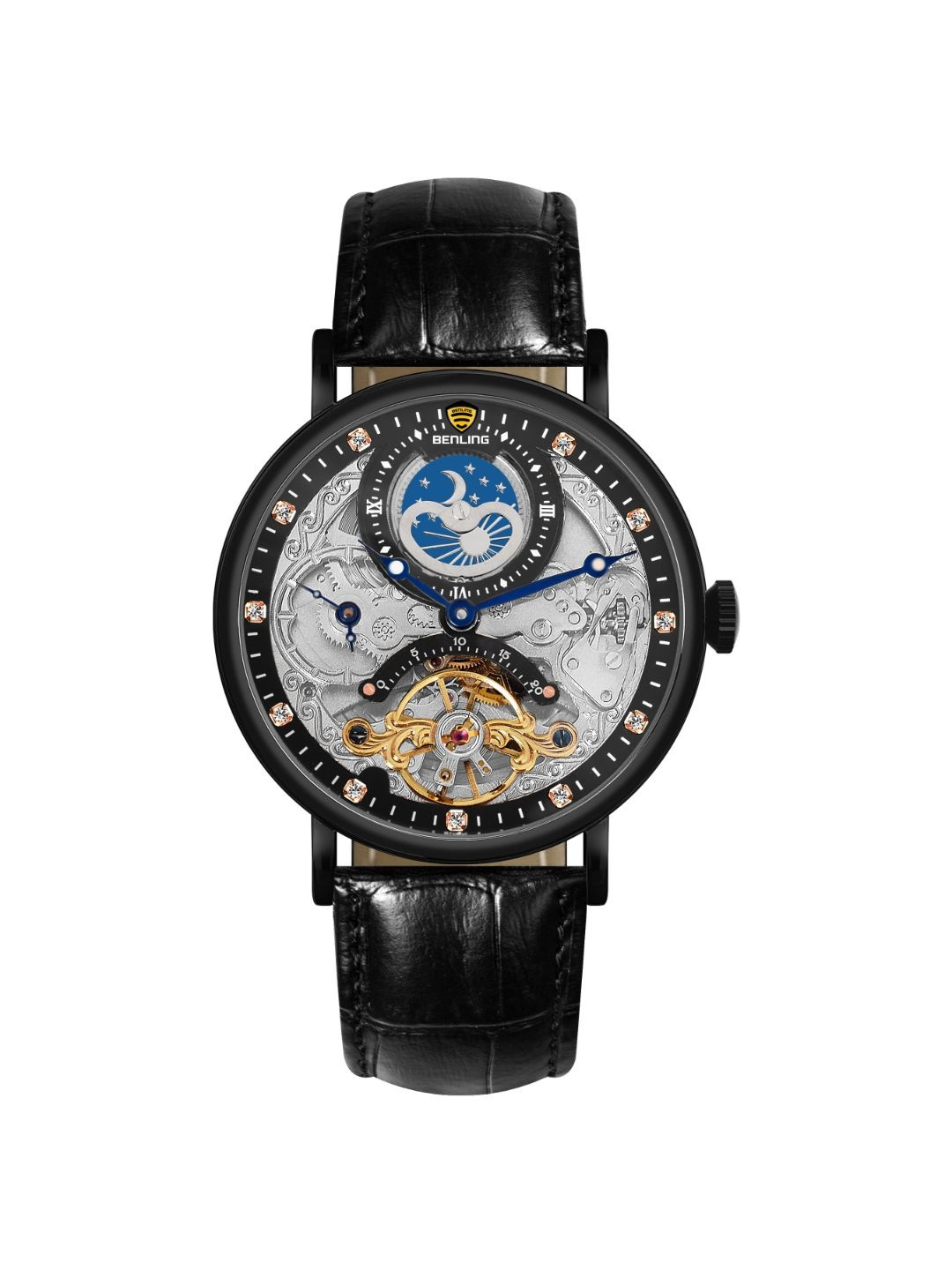 BENLING Men Dial & Leather Straps Analogue Automatic Watch BL-0010-BLK STR