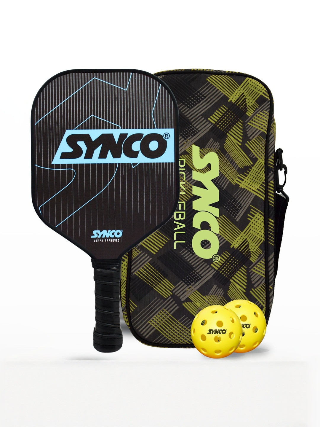 Synco Pickleball Paddle 2 Balls With Full Kit Bag