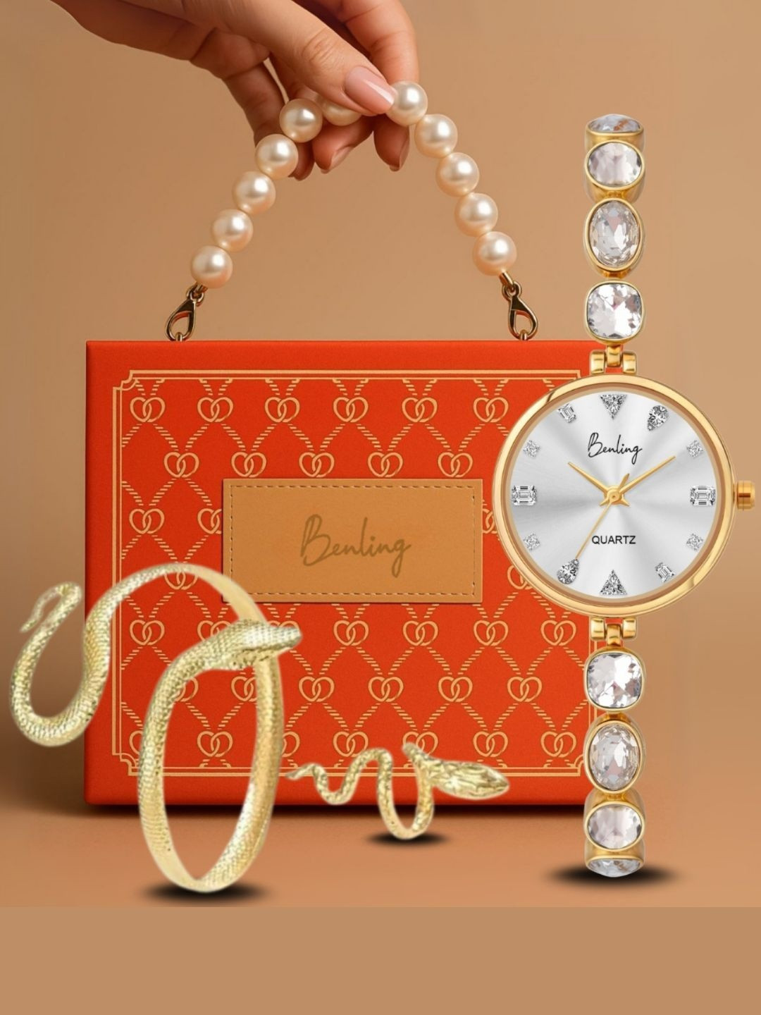 BENLING Women Bracelet With Analogue Watch Gift Set