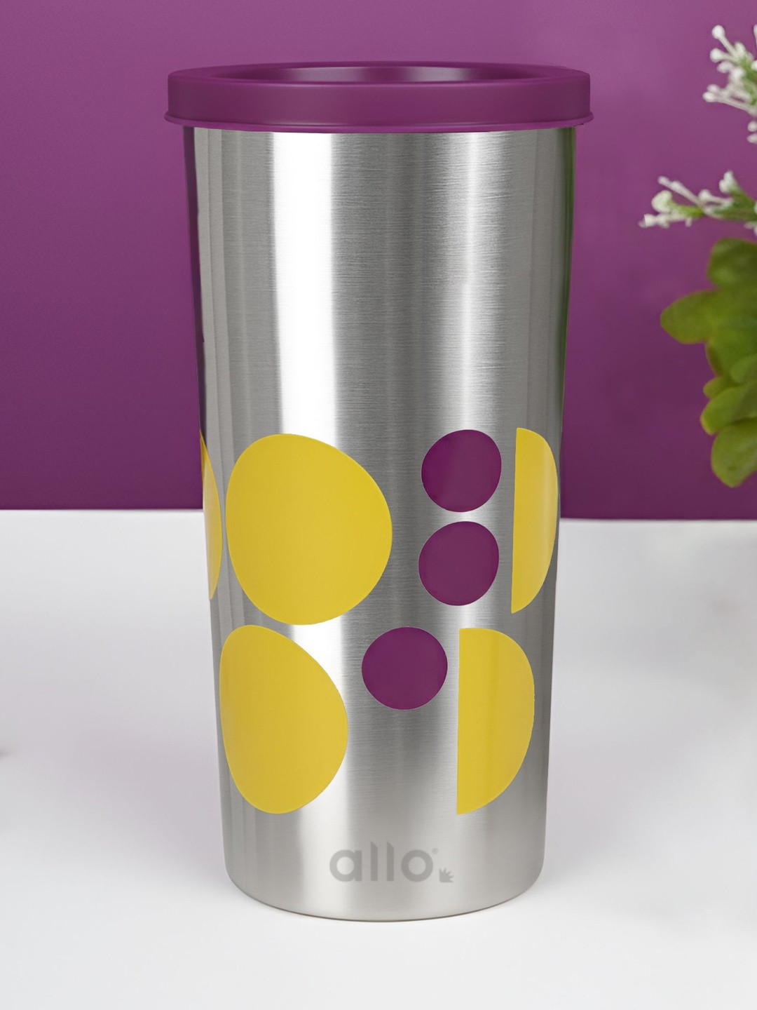 Allo Puprle Stainless Steel Leak Proof Tumbler With Lid - 450ml