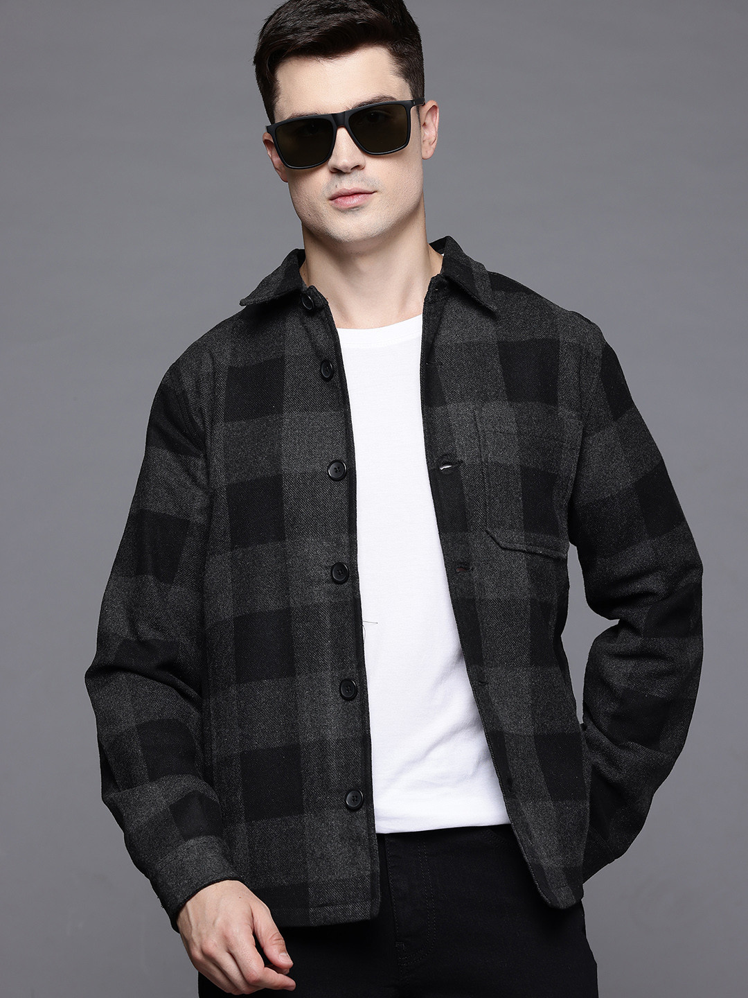 Allen Solly Checked Shirt Style Tailored Jacket