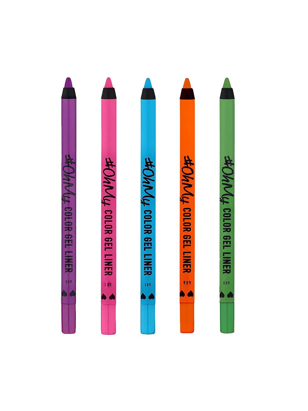 LAMEL Set Of 5 Oh My Color Gel Eye Liner- 1.4 g Each - Pink -Violet- Blue -Orange -Green