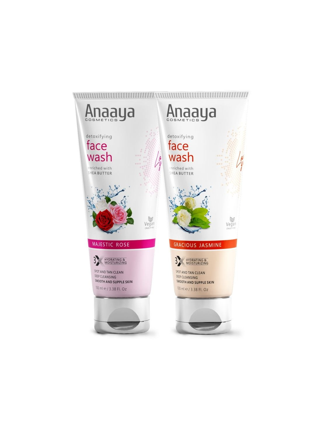 Anaaya Cosmetics Set Of 2 Detoxifying Jasmine & Rose Face Wash- 100 ml Each