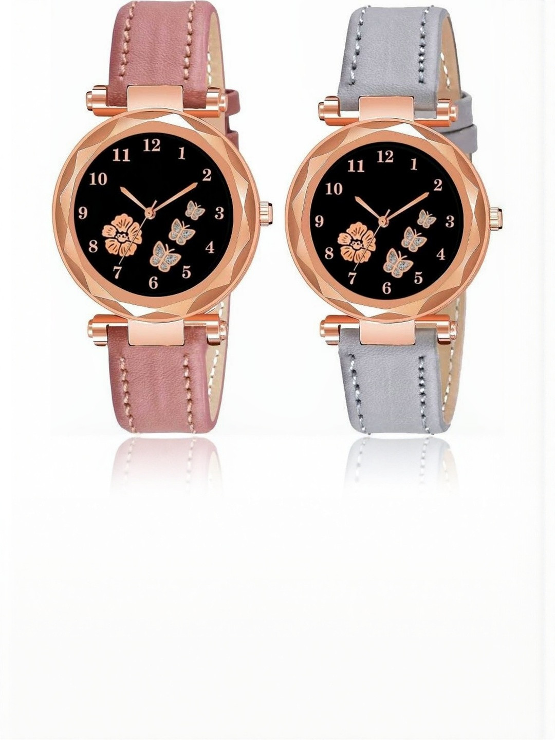 WATCHSTAR Women Set of 2 Dial & Leather Straps Analogue Watch LD Peach&Grey