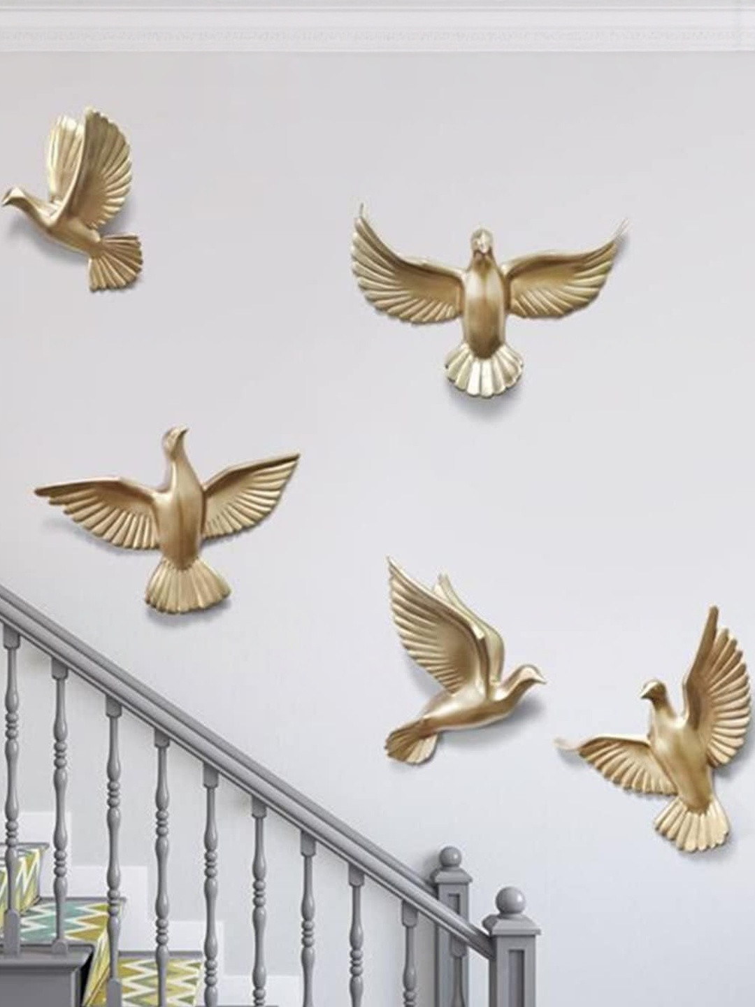 I M HANDICRAFT ONLINE Gold-Toned Set of 6 Piece Ceramic Birds and Animals Fashion