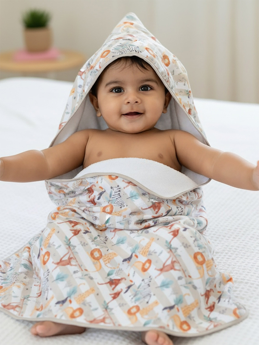 cocoon care Infants 300 GSM Bamboo Cotton Muslin Hooded Towel