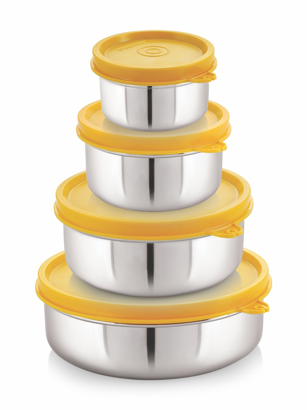 STEELLOCK Yellow 4 Pieces Stainless Steel Canister Containers-120ml,250ml,500ml,700ml