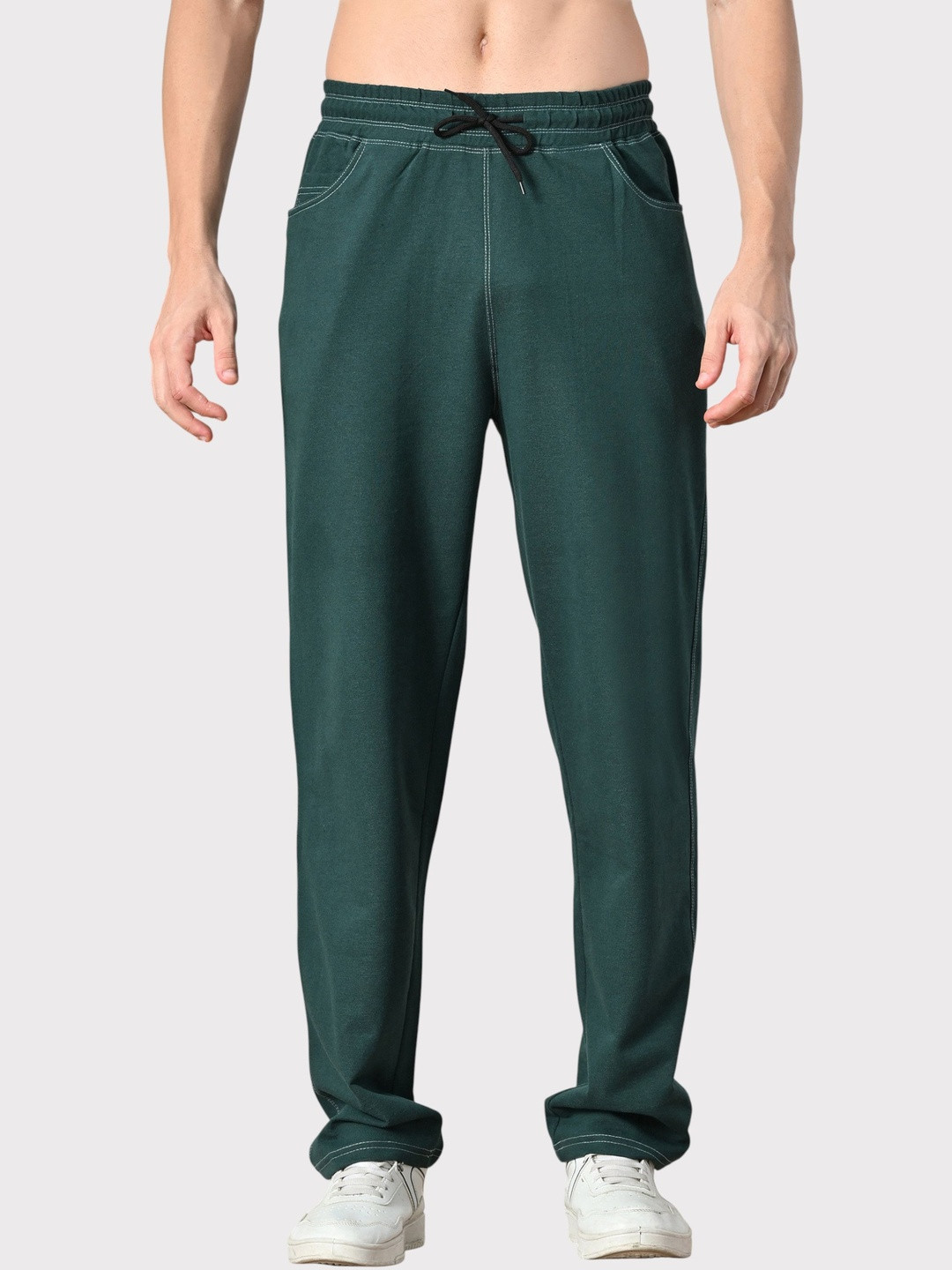 Mast & Harbour Men Teal Green Solid Baggy Fit Track Pants