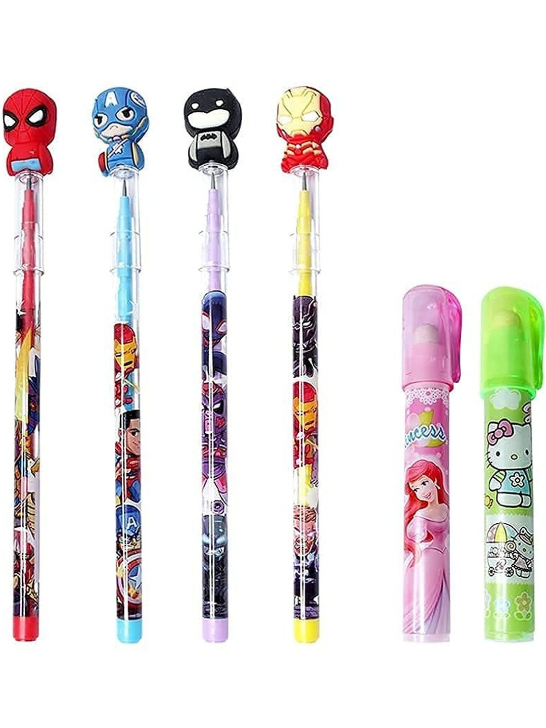 VR Creatives Kids Pack Of 4 Superhero Stacking Pencil Stationerys
