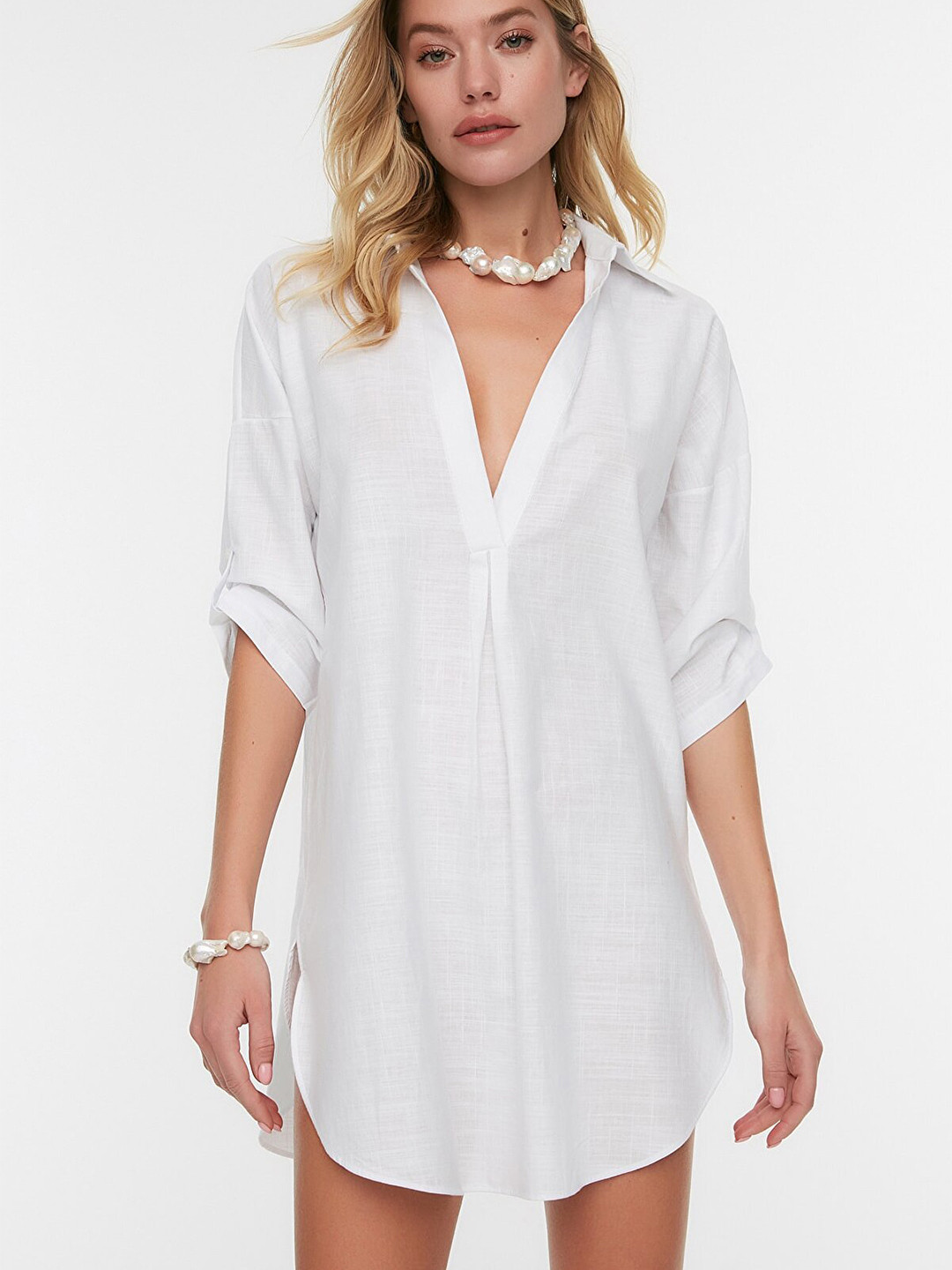 Trendyol Women's White Shirt Mini Dress