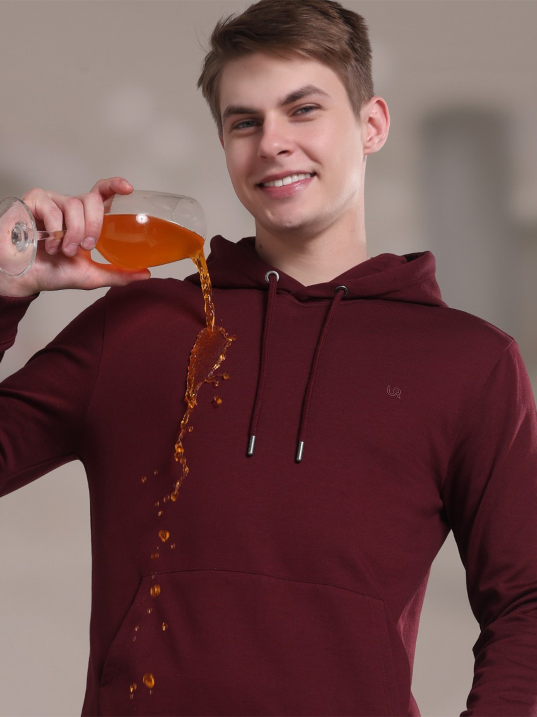 TURMS Men Anti-Stain Anti-Odor Water Repellent Cotton Rich Hooded Sweatshirt