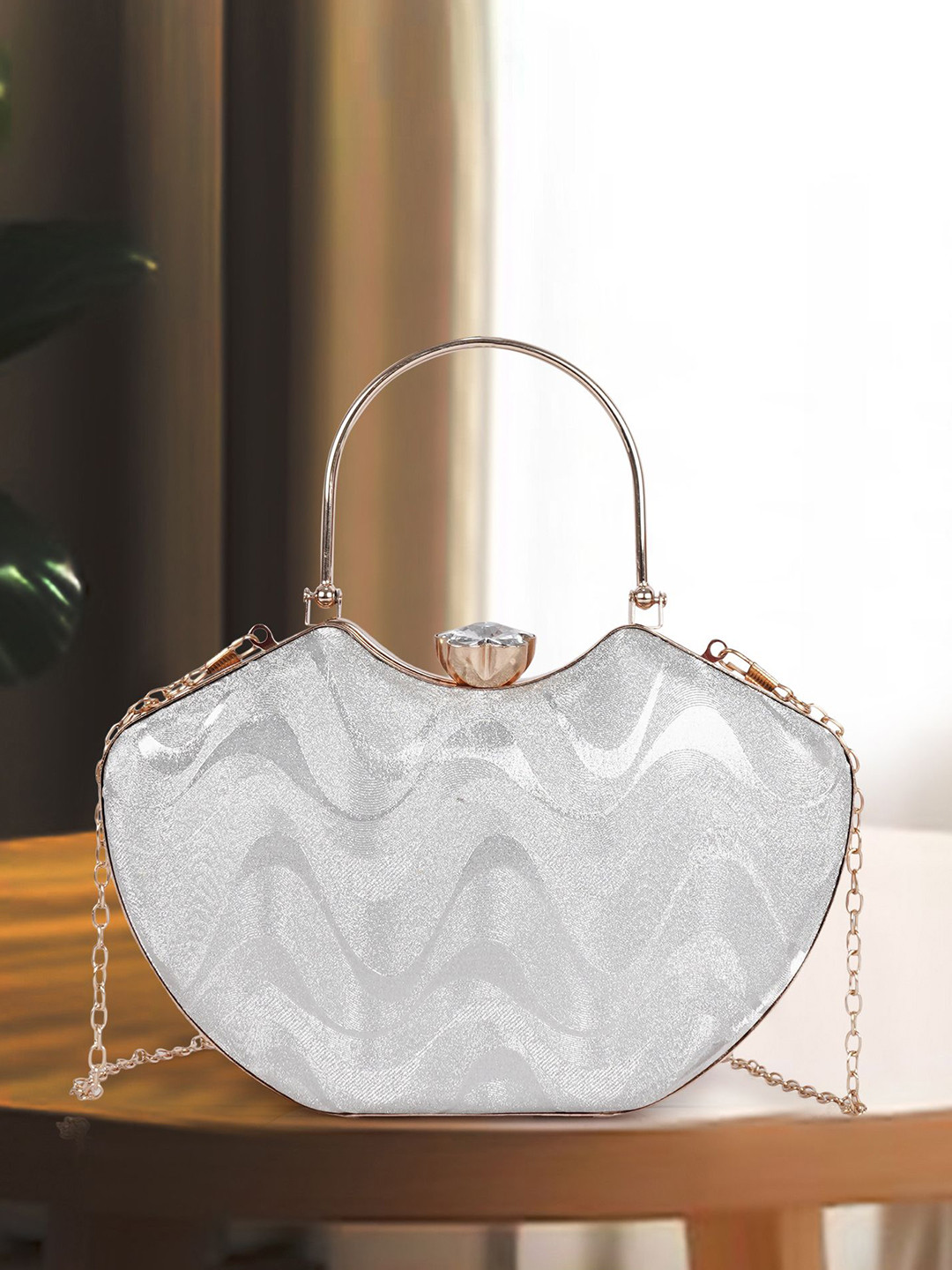 NORVE Women Textured Silver Clutches