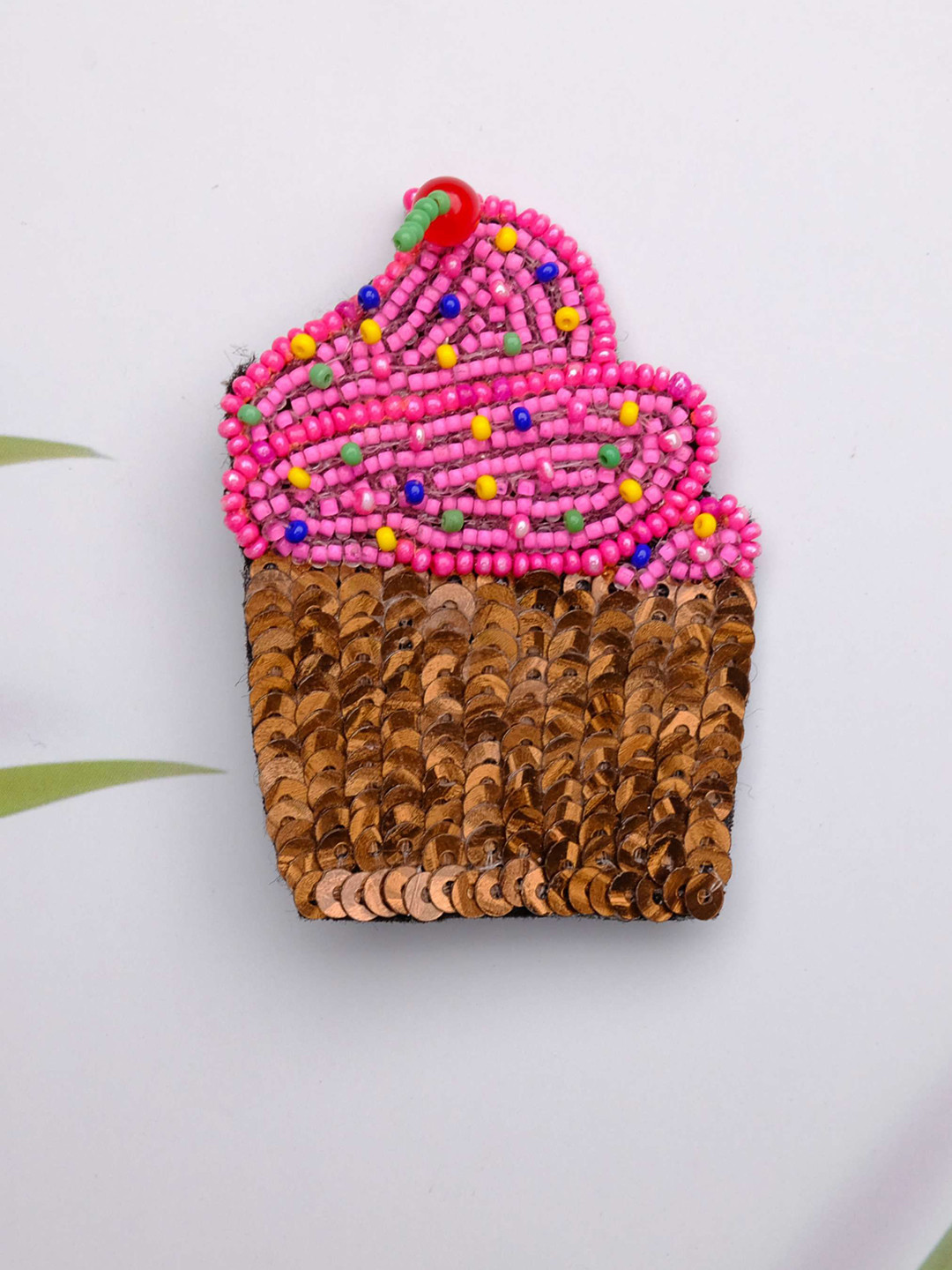 Abeo Unisex Artificial Stones Studded And Beaded Ice cream Minimal Brooch