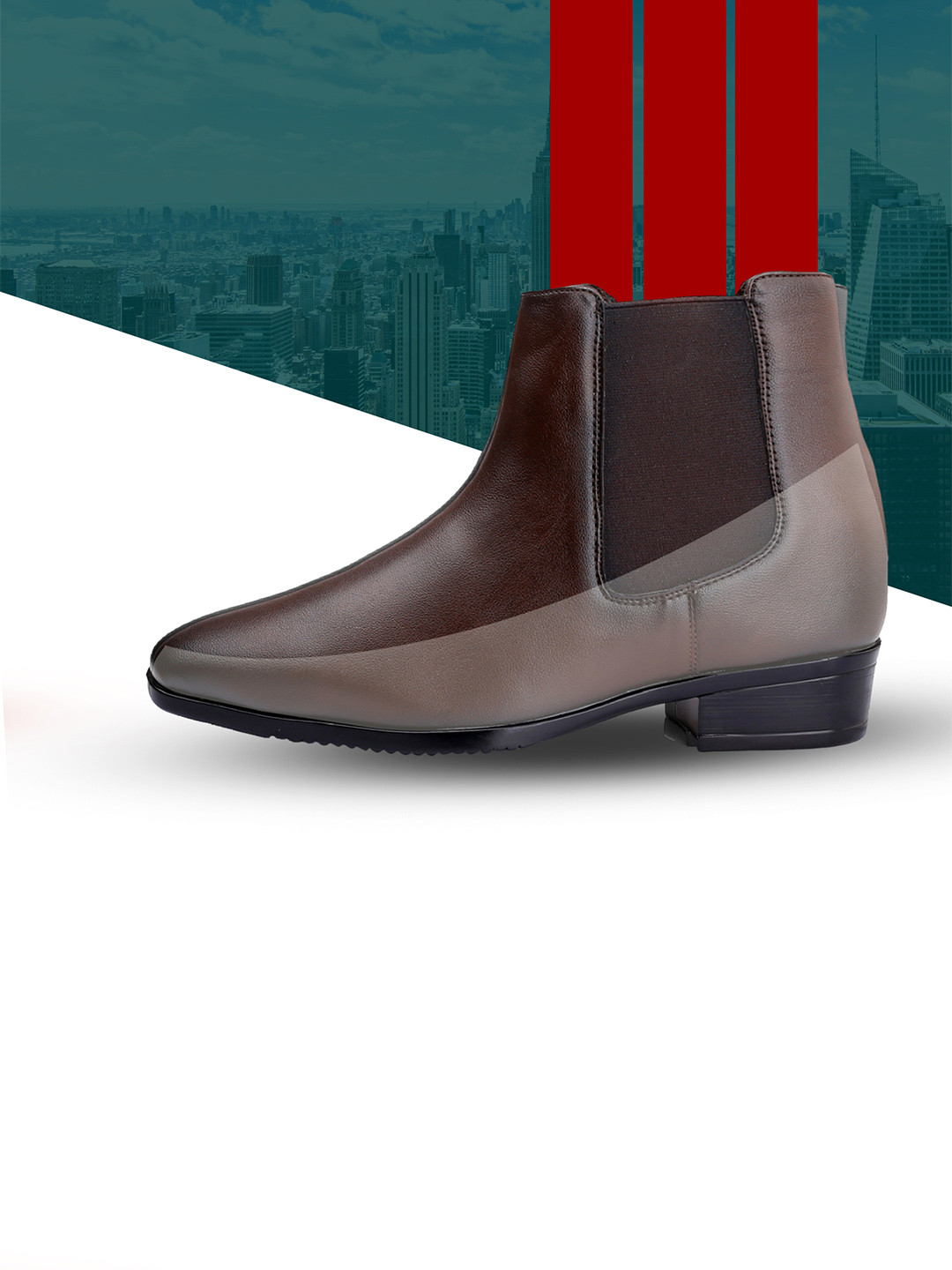 Bxxy Men 9 Cm Hidden Height Increasing Block-Heeled Chelsea Boots
