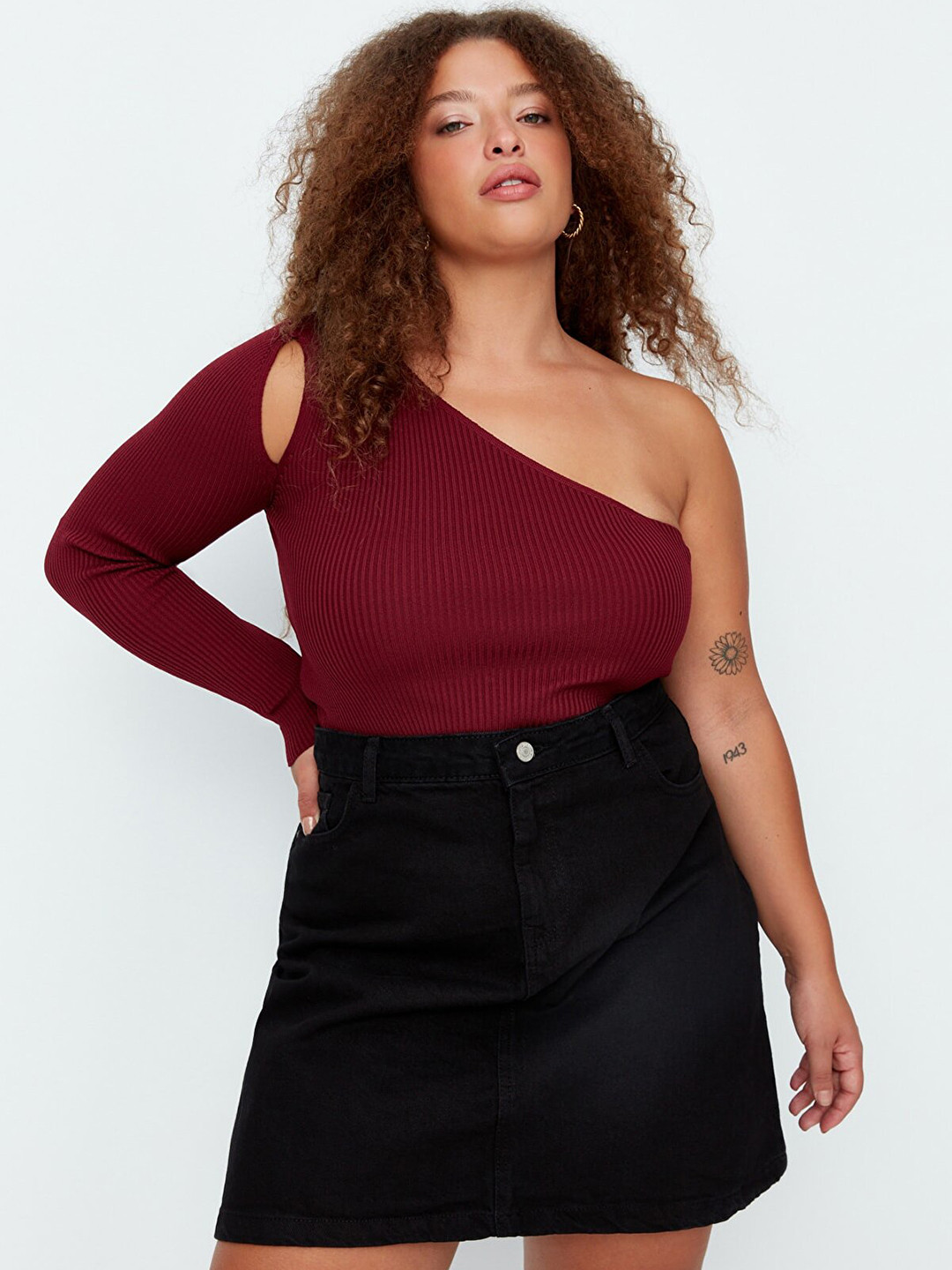 Trendyol Women Black Solid Cotton Denim A-Line Skirt