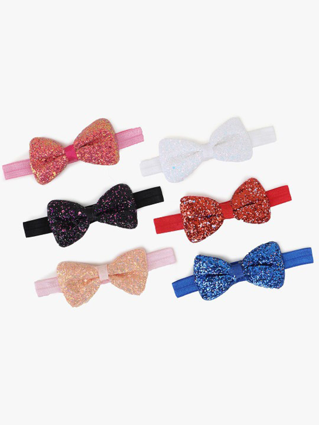 FIMBUL 6Pcs Glitter Bow Baby Toddler Headband Set