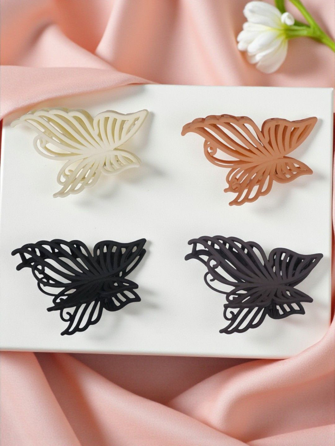 AccessHer Women Set of 4 Korean Butterfly Hair Claw Clip