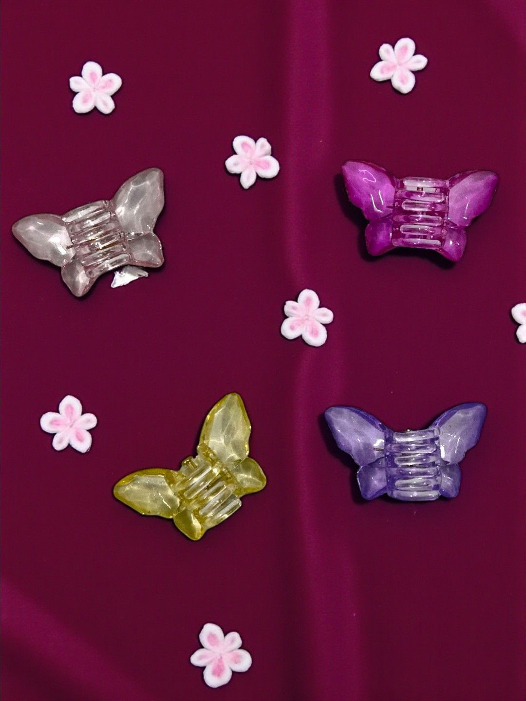 AccessHer Women Set of 4 Strong Hold Cute Korean Butterfly Claw Clip