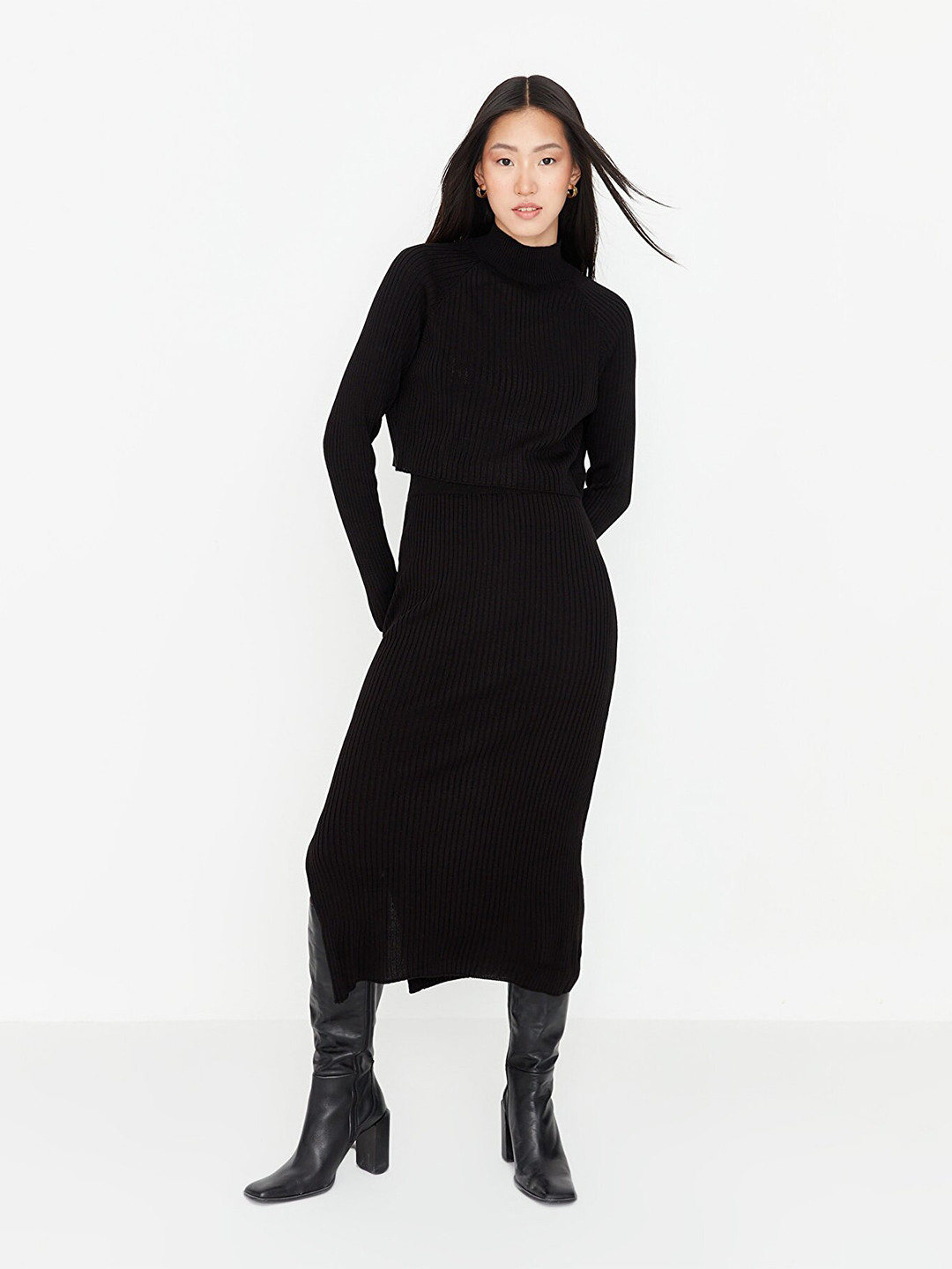 Trendyol Women Solid Top With Skirt