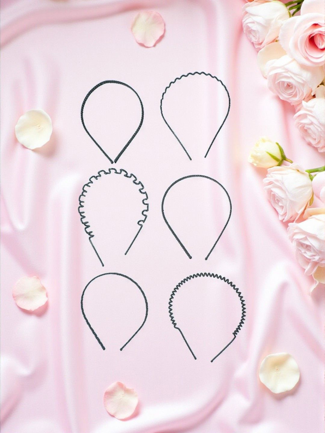 AccessHer Set Of 6 Metal Spring Zigzag Hairband