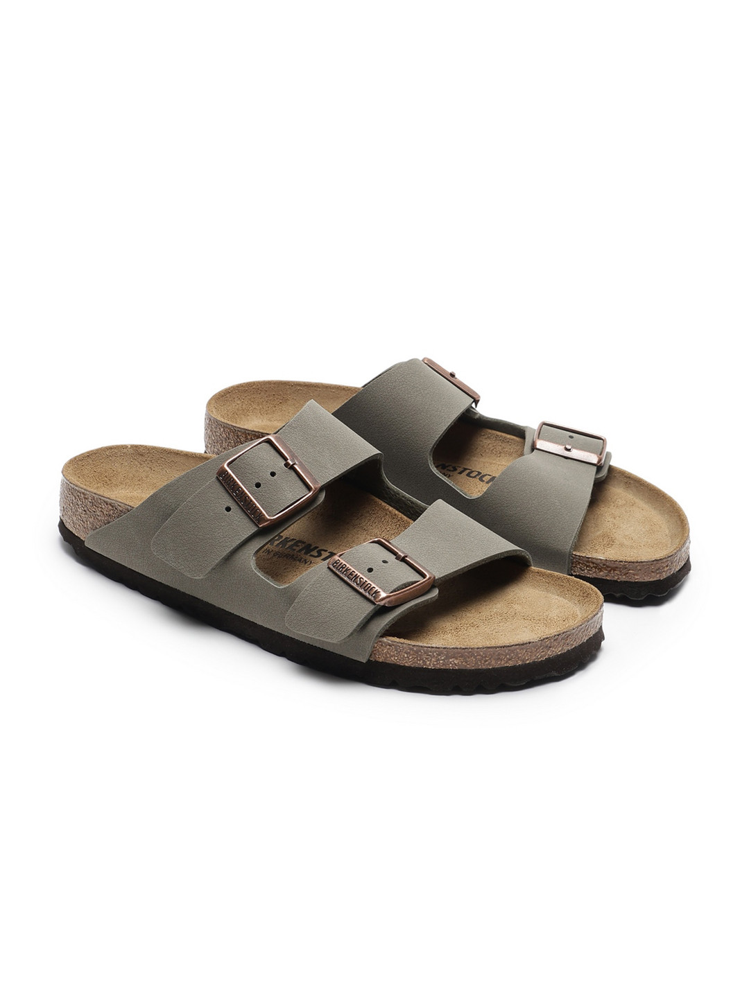 Birkenstock Arizona Stone Narrow Width Birko-Flor Nubuck Two-Strap Sandals