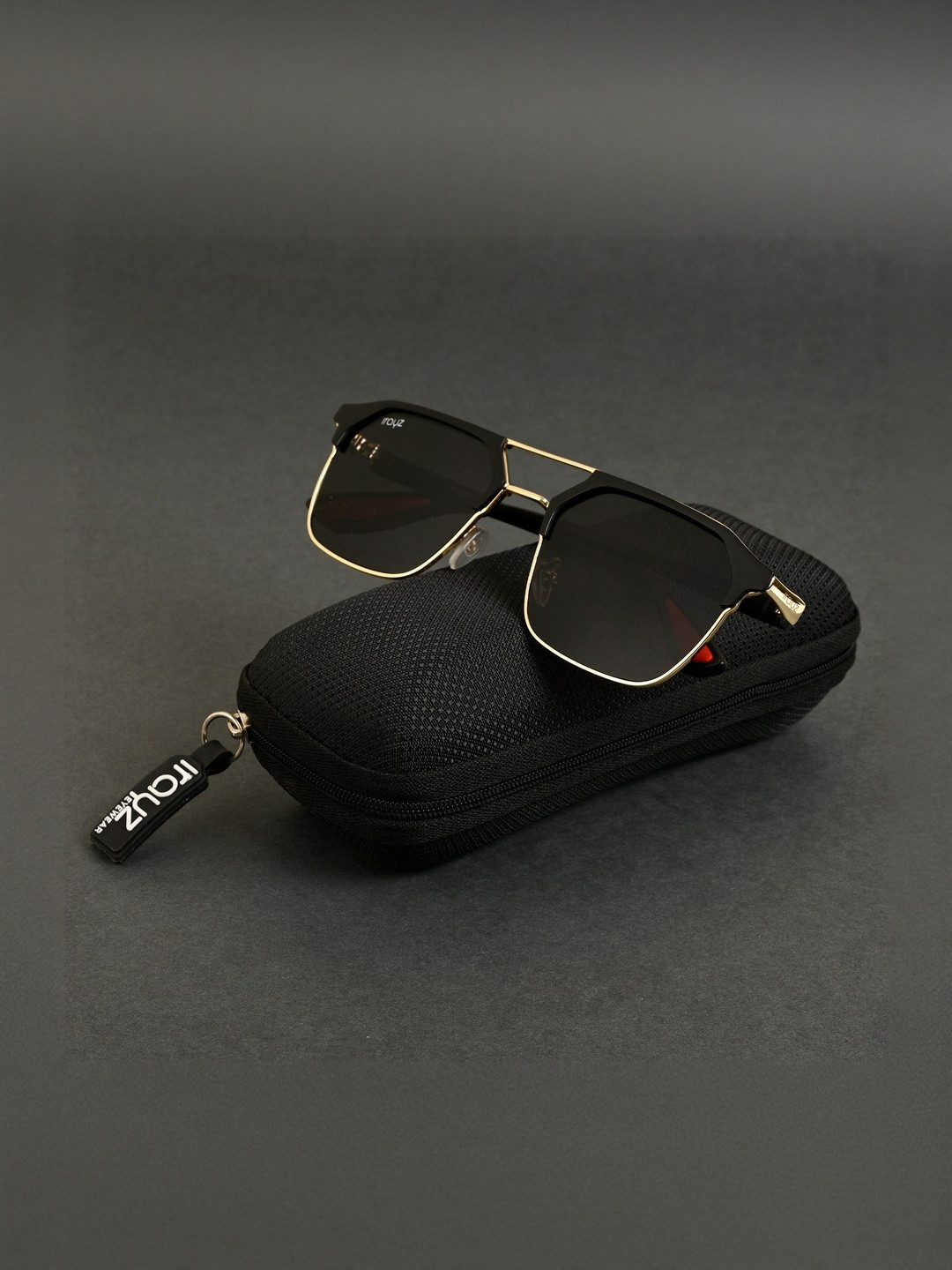 Irayz Unisex Square UV Protected Lens Sunglasses 851-Gold Black