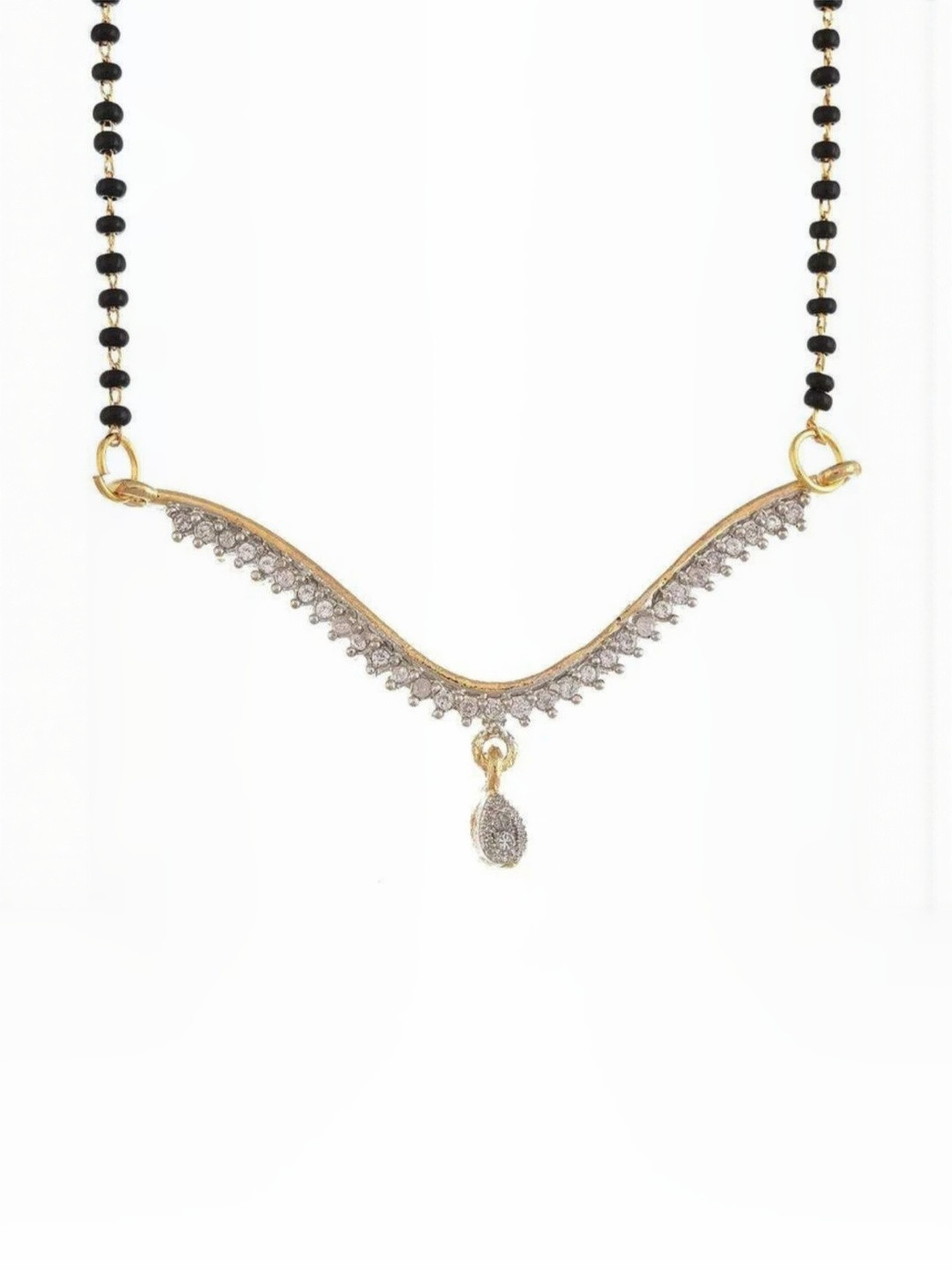 ABSOLUTE Artificial Stone Studded & Beaded Mangalsutra With Earrings