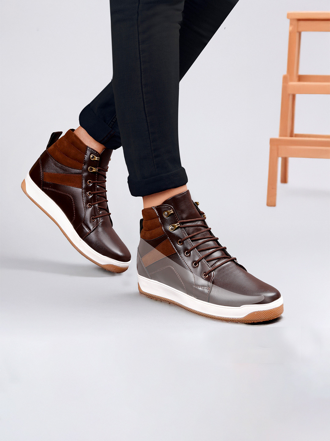 Bxxy Men 8 Cm Hidden Elevator Height Increasing Casual Sneaker Lace-up Shoes