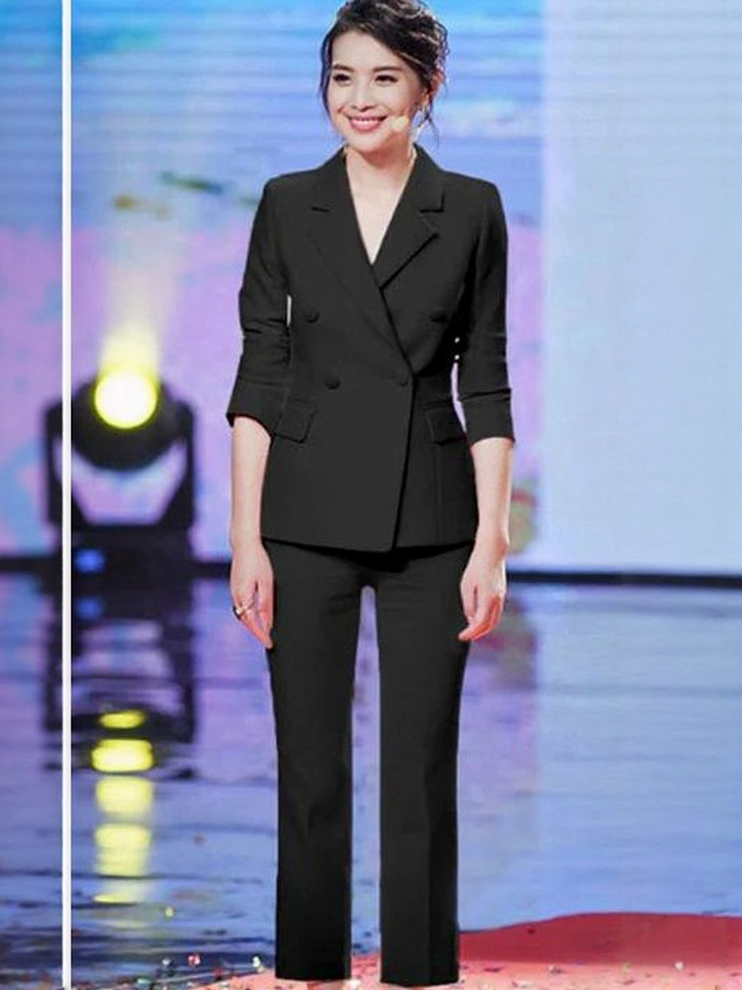 MONRSH V-Neck Three-Quarter Sleeves Coat With Capris