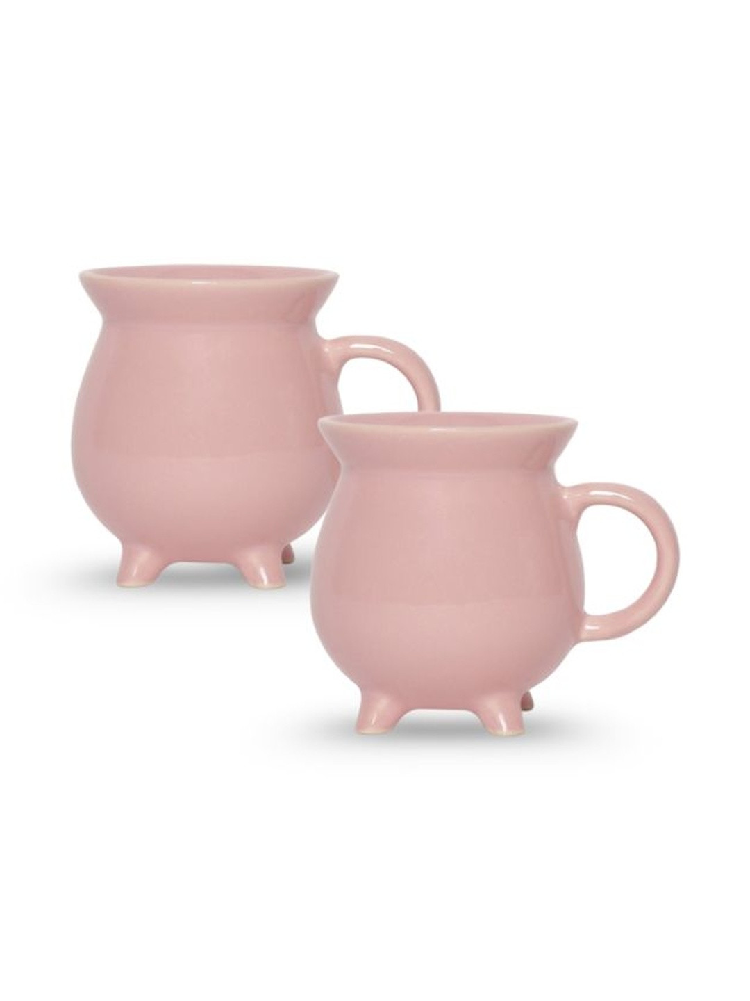 U & U Unique Utilities Pink Ceramic 2 Pieces Mugs With 4 Legs-340 ml Each