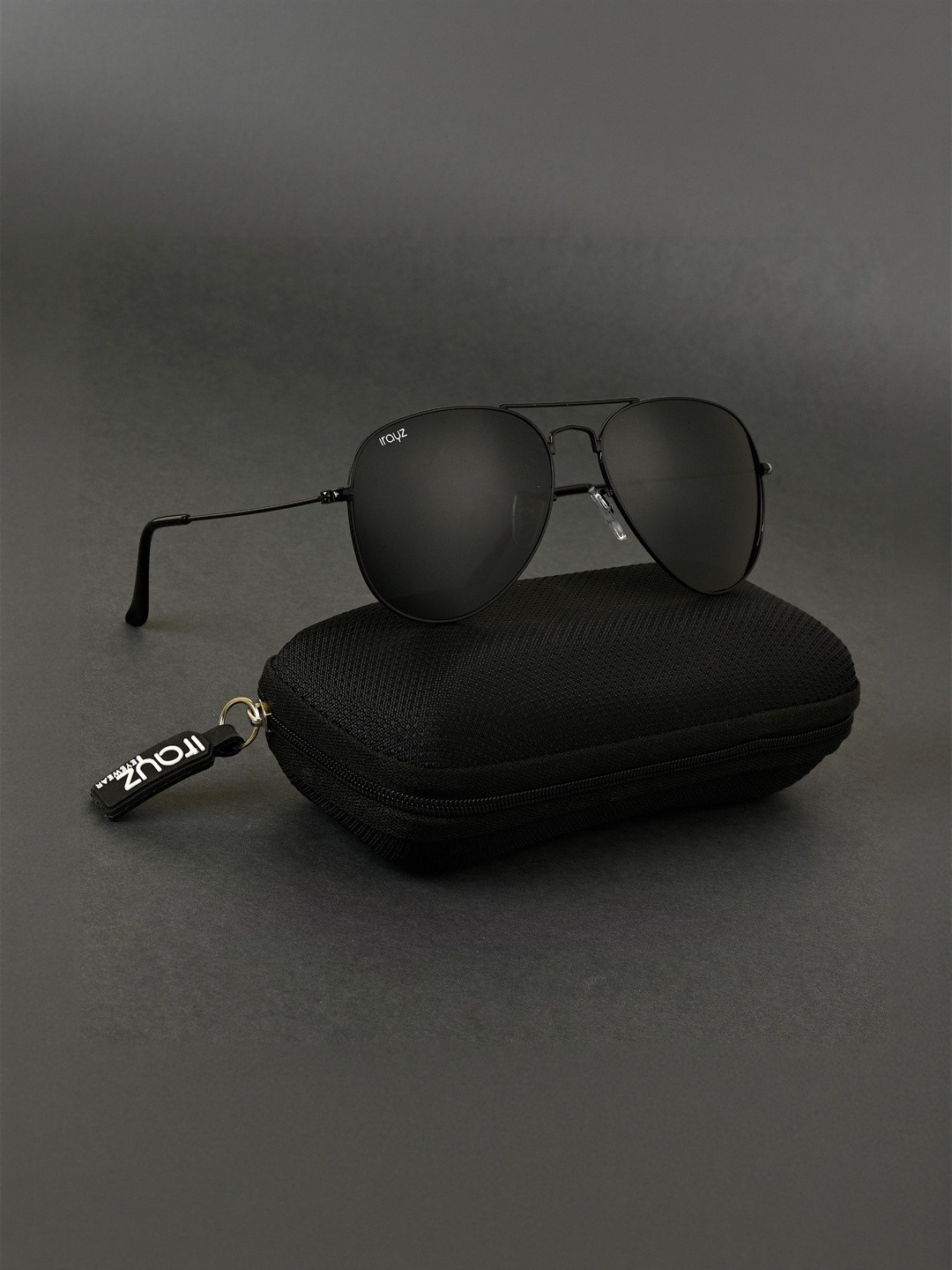 Irayz Unisex Black Lens & Black Aviator Sunglasses with UV Protected Lens 5201-Full Black