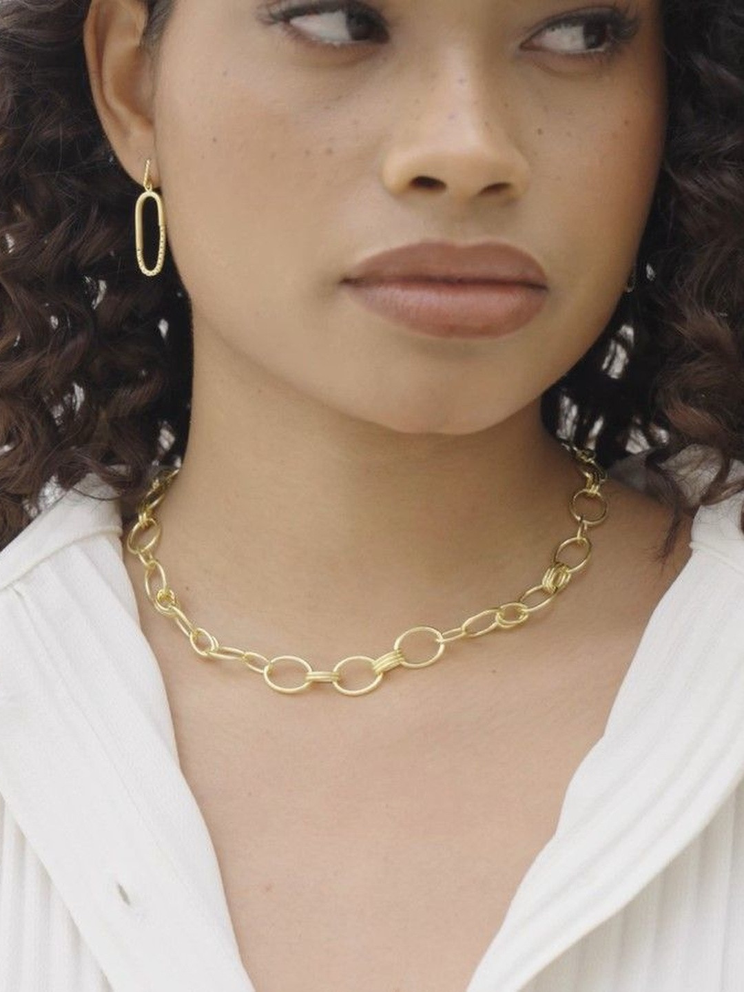 Nishani 925 Sterling Silver Gold-Plated Link Chain