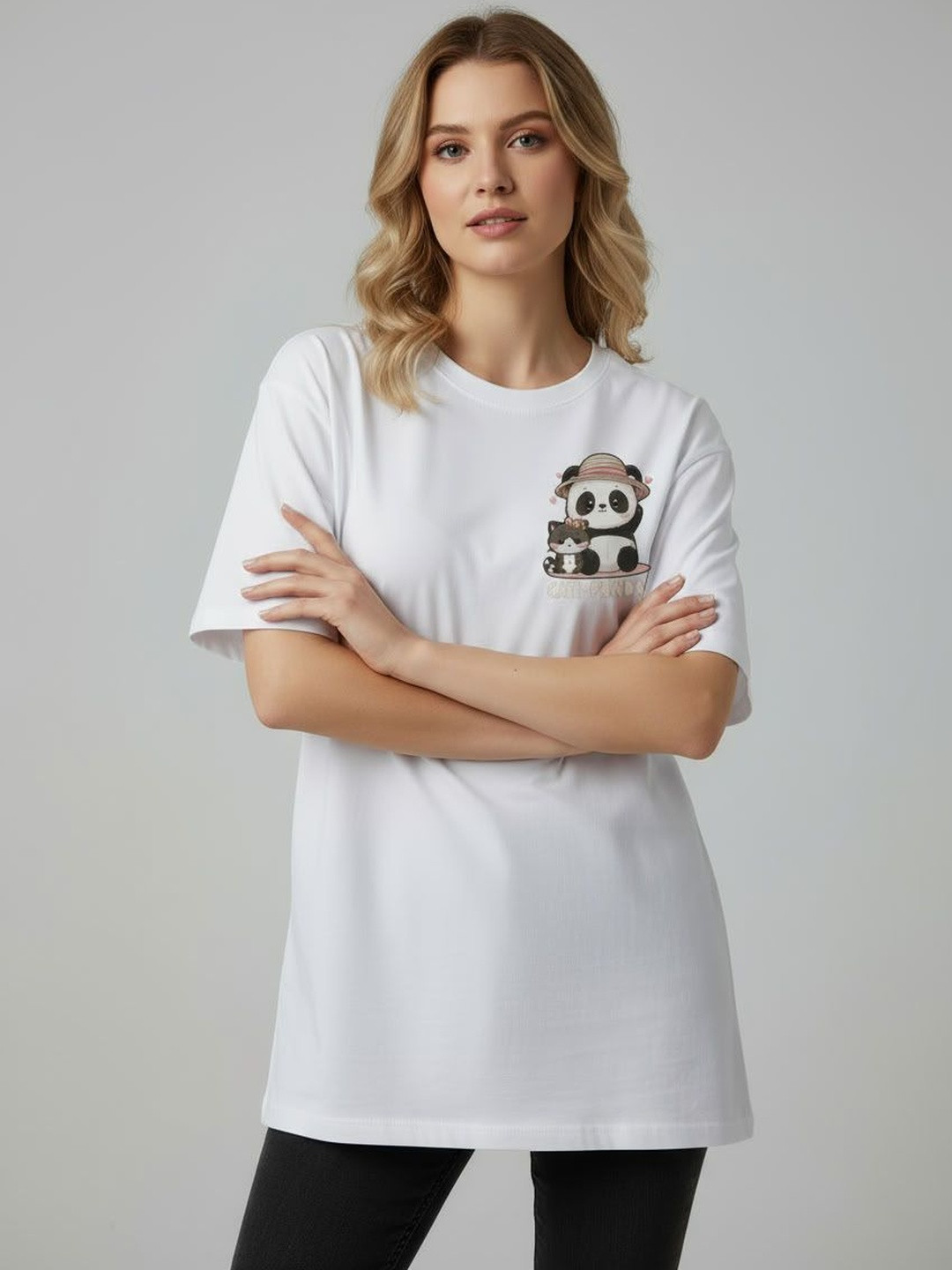 Calm Down Graphic Printed Drop-Shoulder Sleeves Oversized Fit Cotton T-shirt