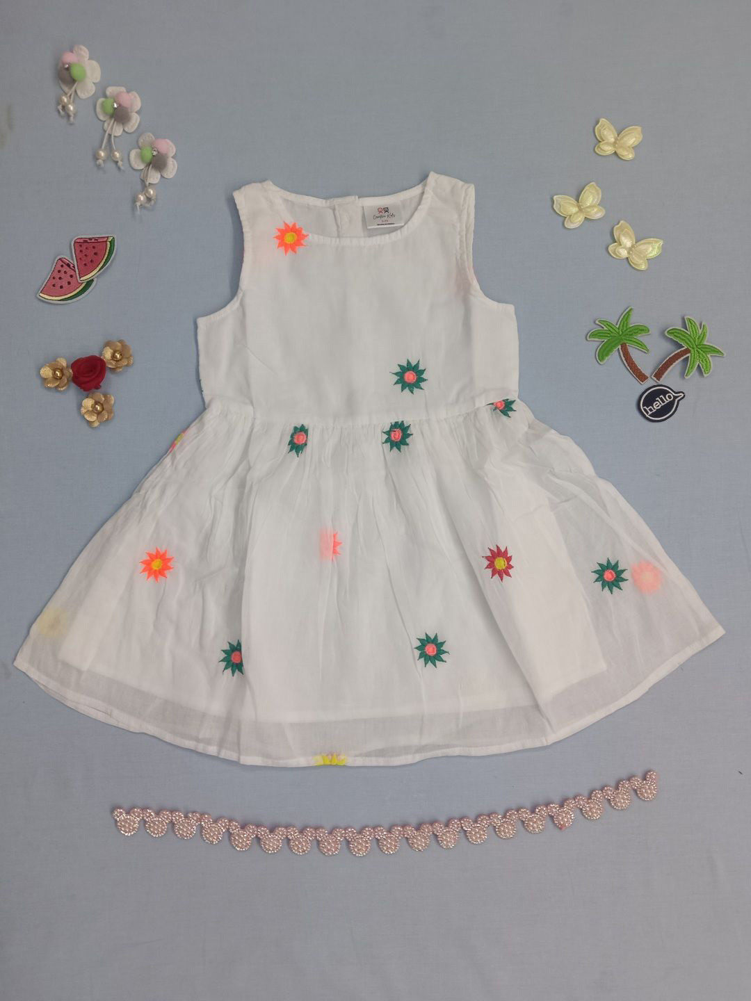 Creative Kids Girls Embroidered Gathered or Pleated A-Line Dress