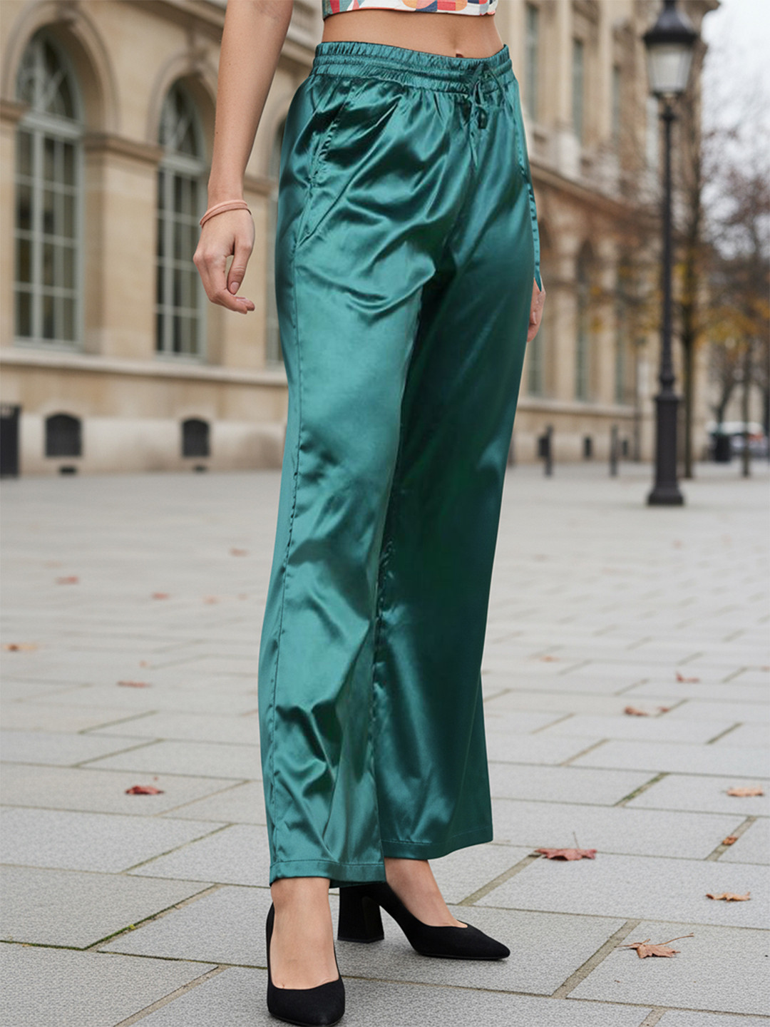 Freehand by The Indian Garage Co Flat-Front High-Rise Flared Trousers
