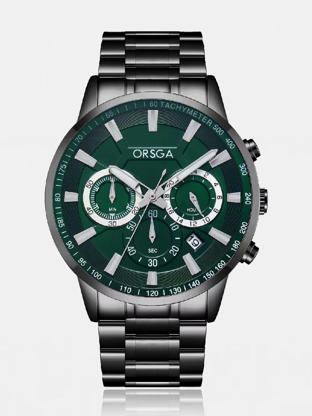 ORSGA Men Dial & Bracelet Style Straps Chronograph Analogue Watch 1130-COMET-BLACK-GREEN