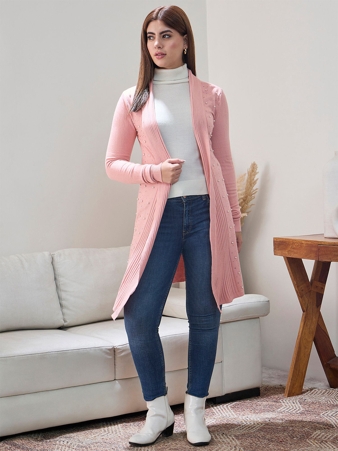 InWeaveSelf Design Acrylic Open Front Shrug