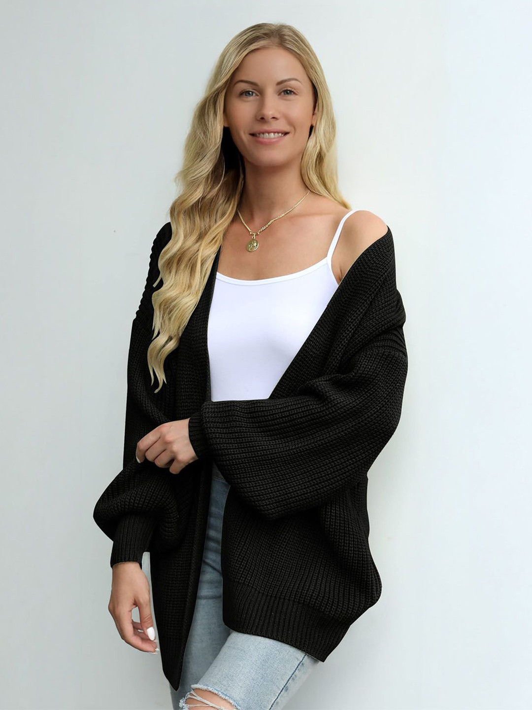 StyleCast Women Cable Knit Striped Shawl Collar Long Sleeves Cardigan Sweaters